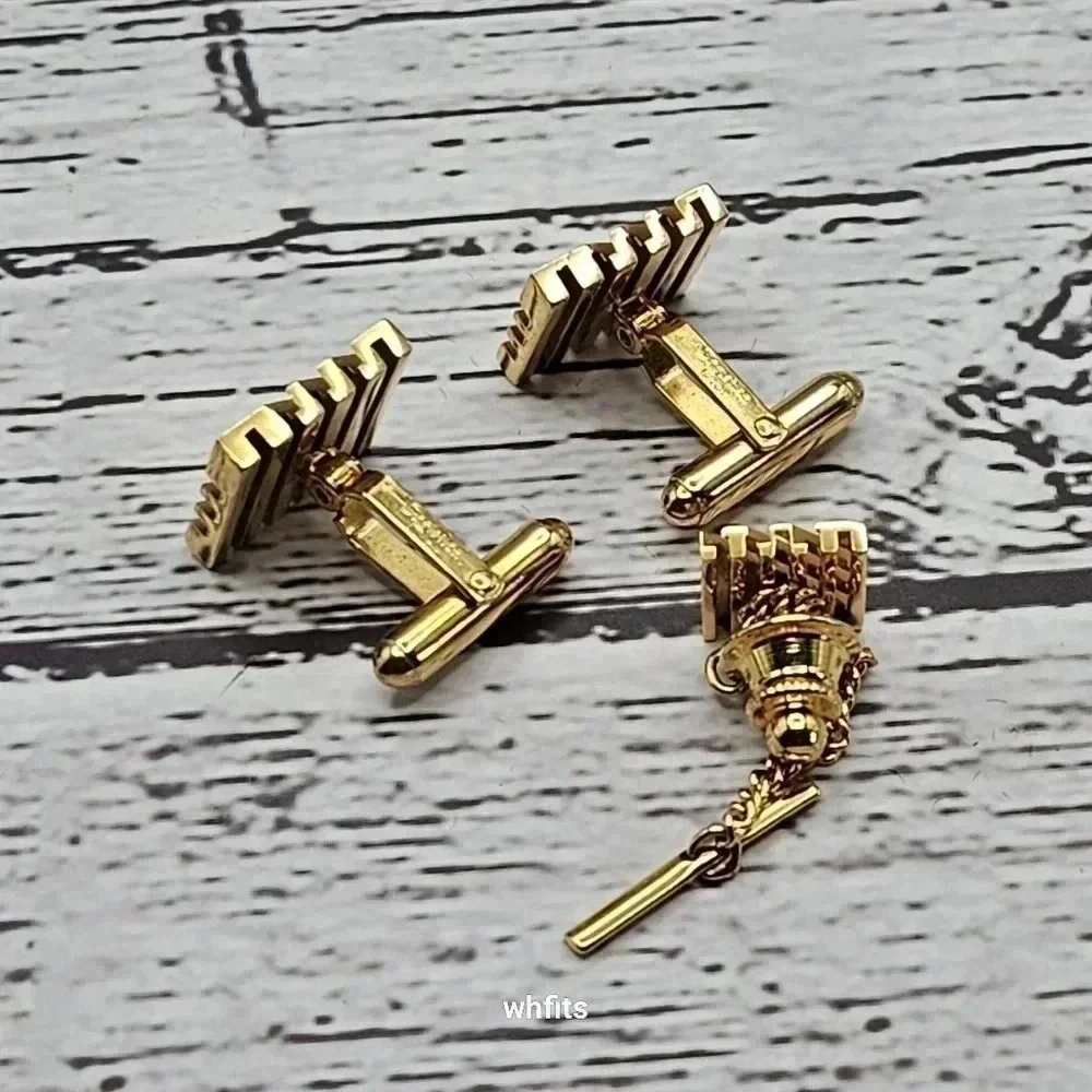 Christian Dior Gold Tone Cufflink and Tie Pin Set